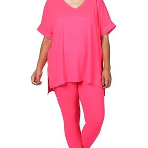#408 PLUS BRUSHED MICROFIBER LOUNGEWEAR SET